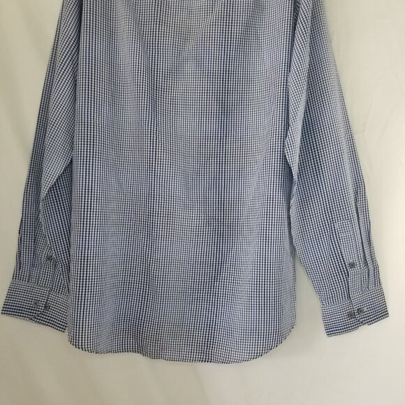 Alfani Men XL 17/36-37 Fitted Performance Long Sleeve Button Up Check Blue Shirt - Picture 9 of 16